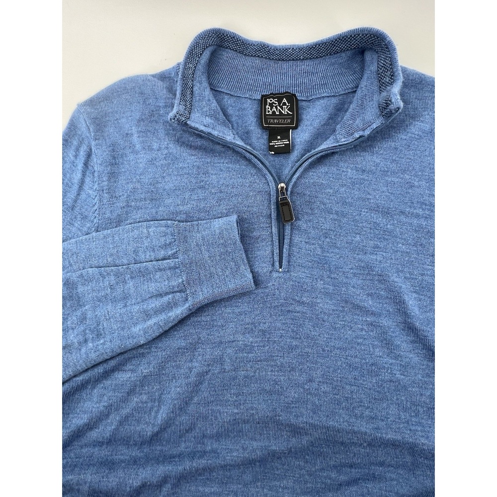 Jos A Bank Traveler's Collection 1/4 Zip Sweater‎ Merino Wool Pullover XL Mens